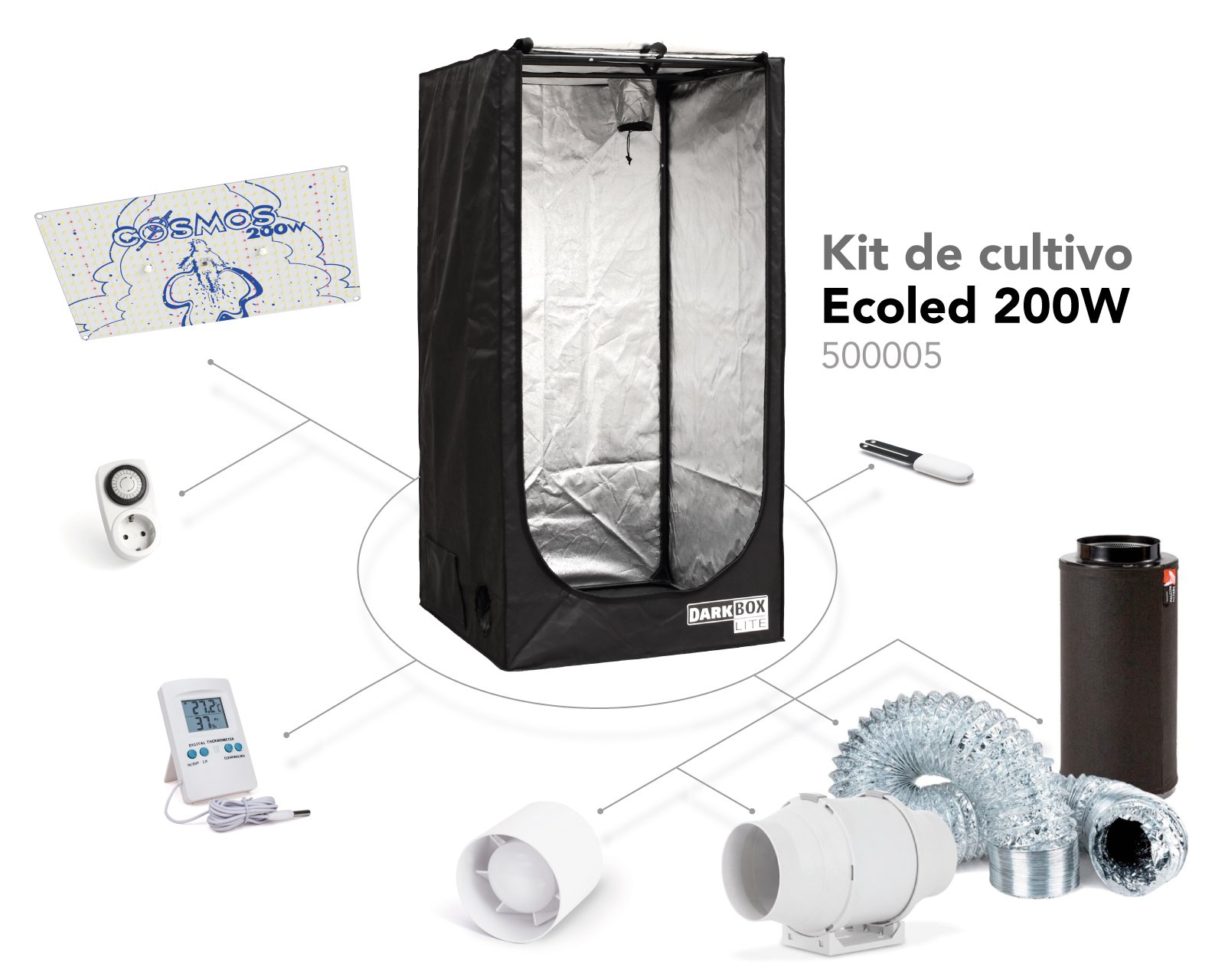 Kit dark box light ecoled 200 w